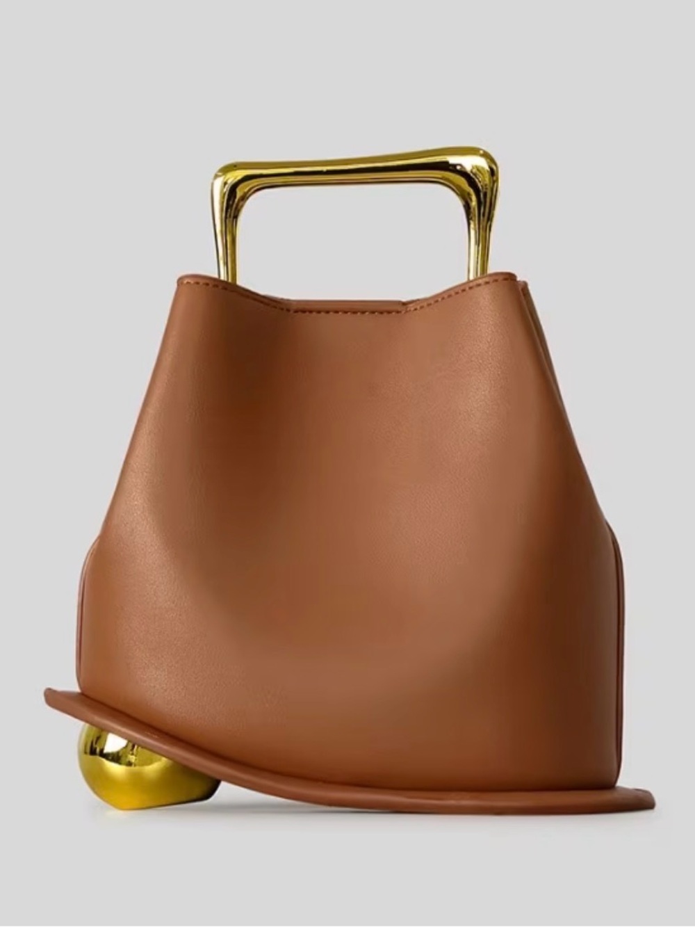 Luxury Tan Brown Crossbody with Gold Accents